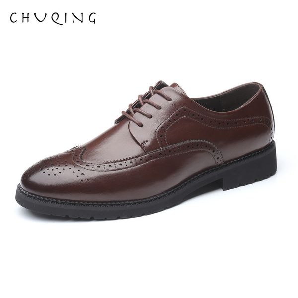 

chuqing 2019 spring new formal shoes men's leather fashion men's dress shoes, Black
