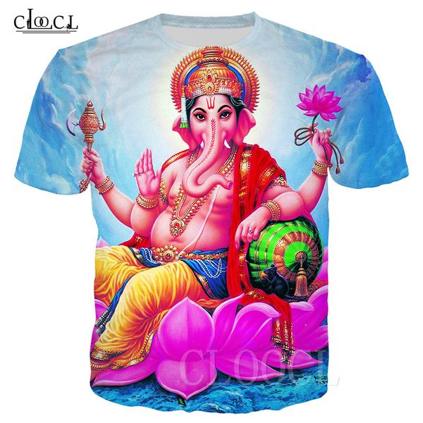 

2020 fashion hinduism god ganesha 3d print t-shirts women men short sleeve clothing casual couples streetwear, White;black