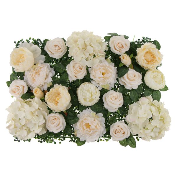 

2 pieces artificial rose penoy hydrangea flower wall panel decor champagne