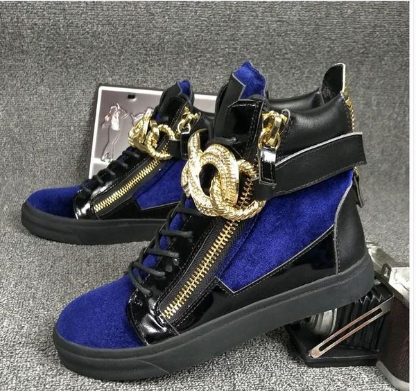 

men and women genuine leather fashion sneakers crocodile alligator double side zipper metal decoration flat shoes size 35-46 nm05, Black