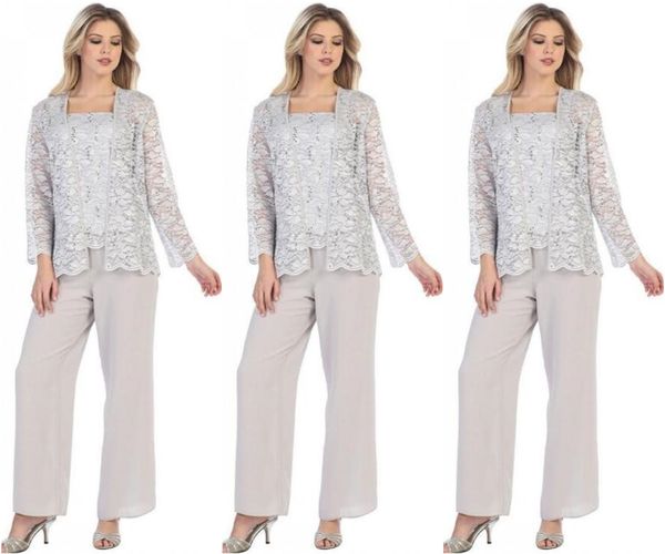 Elegante Plus-Size-Spitze-Hosenanzüge für die Brautmutter mit Jacken, maßgeschneidertes Hochzeitsgastkleid, Plus-Size-Mutter-Bräutigam-Kleid