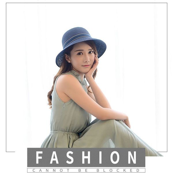 

fashion straw hat cute women sun hats bow hand made women straw cap beach hat casual girls summer cap gift drop ship, Blue;gray
