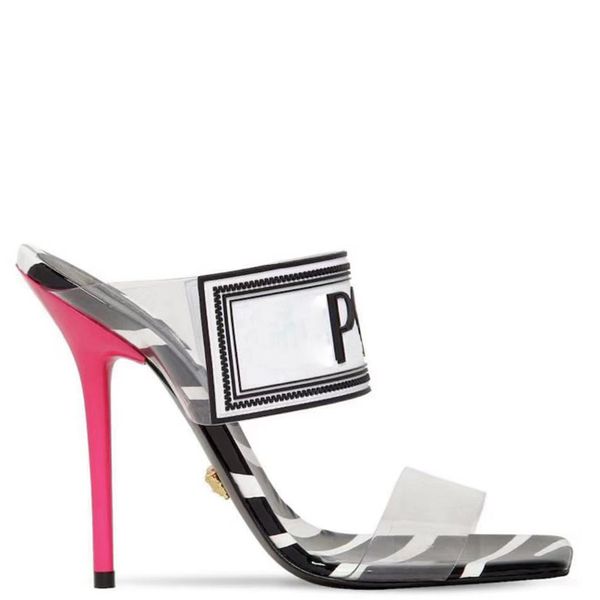 

actual shoes big size 42 43 women sandals luxury designer shoes slide summer fashion stiletto heels slippery pvc sandals slippers with box, Black