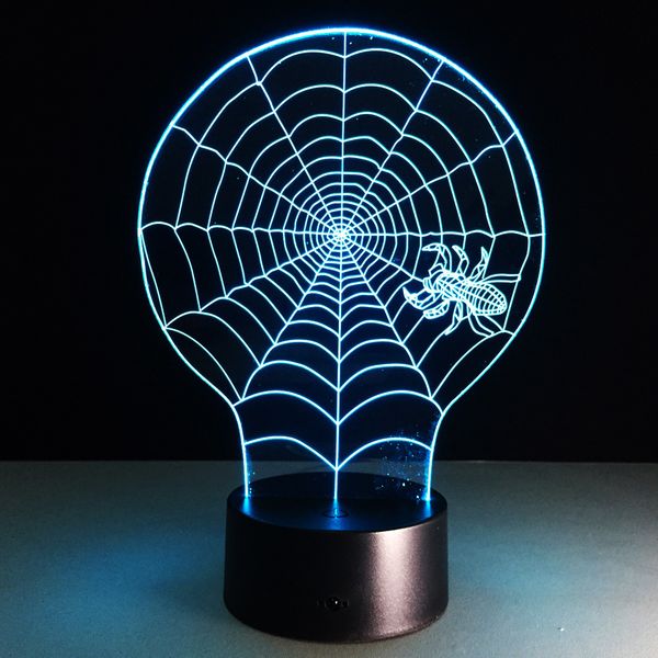 

3d spider web small night-light colorful discoloration second gram force vision three-dimensional led decoration lamp usb dual purpose 022