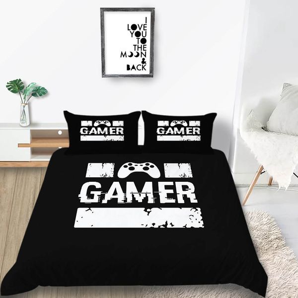 Gamer Bedding Set Twin Size Simple Black Fashion Duvet Cover For