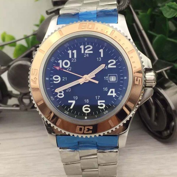

wholesale superocean 44mm automatic br 1884 man watch chronomat colt aerospace wristwatches outdoor mens watches black dial with gold bezel, Slivery;brown