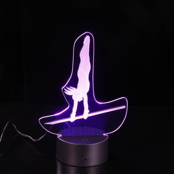 

unique 3d led acrylic table lamp creative bedside light desklamp cute gymnast shape night light without battery