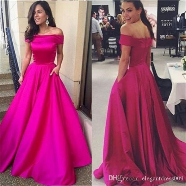 

fuchsia new design prom dresses a line off shoulder pleats floor length long evening party gowns celebrity runway dress custom made, Black;red