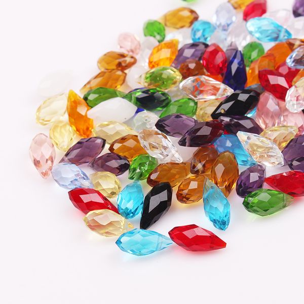 

wholesale 50pcs 6x12mm clear fashion crystal glass loose beads pendant colorful tear drop briolette waterdrop jewelry diy bead