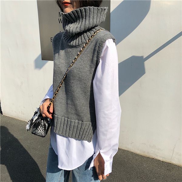 

england style women sweaters turtleneck pullover patchwork basic sweater jumper autumn winter long sleeve sweaters pull femme, White;black