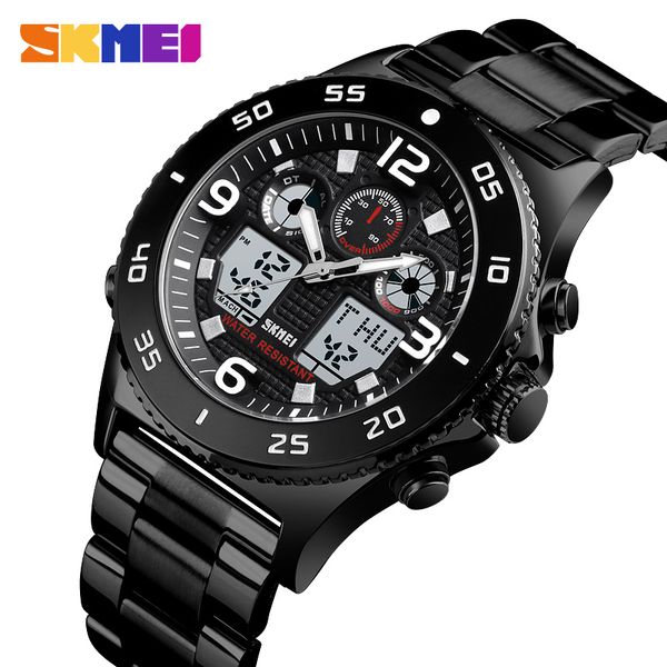 

skmei men's digital watch 3 time chronograph satch sport watch men waterproof clock male quartz wrist watches, Slivery;brown