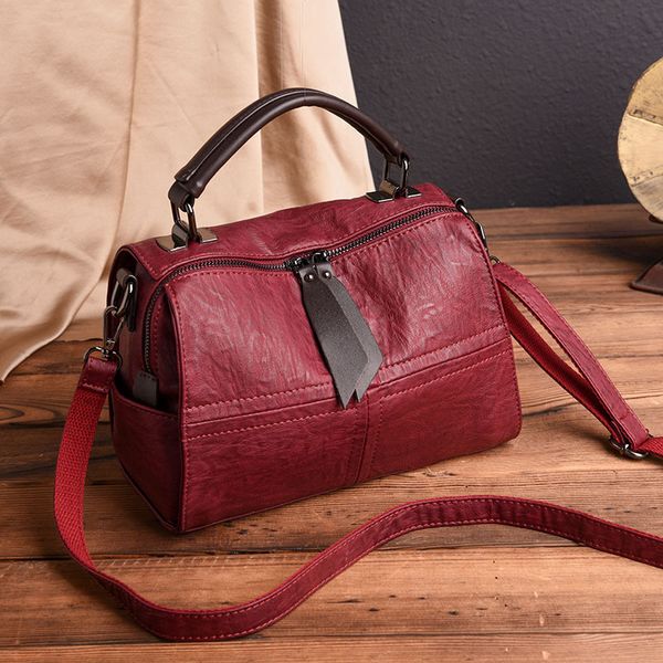

retro women's bag handbag middle-aged mom simple mixed colors leather shoulder bag casual versatile shoulder