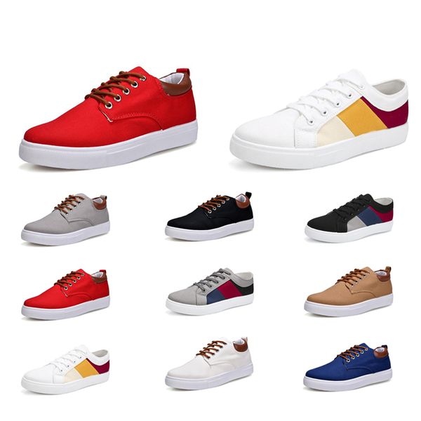 Sıcak 2020 Günlük Ayakkabılar No-Marka Tuval Spotrs Sneakers Yeni Stil Beyaz Siyah Kırmızı Gri Haki Mavi Moda Erkek Ayakkabı Boyut 39-46