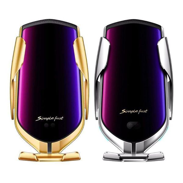 

smart automatic r1 infrared sensor car wireless charger holder clamping mount for iphone samsung xiaomi mobile phone bracket