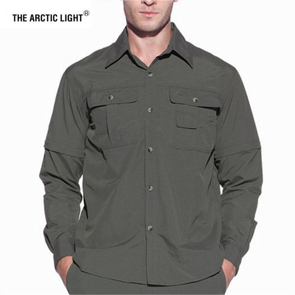 

the arctic light men summer quick dry hiking shirt removable army fishing&hunting breathable rock climbing male outdoor shirts, Gray;blue