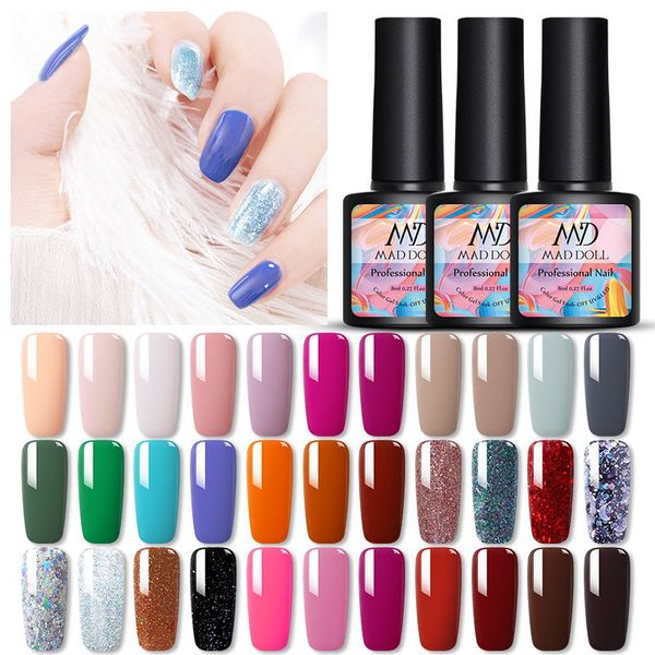 

mad doll 8ml color uv gel polish pure nail gel polish soak off uv varnish nail paint art lacquer led, Red;pink