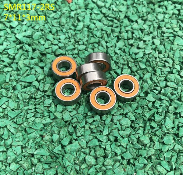 50 pçs / lote 7x11x3mm SMR117-2RS SMR117 2 RS RS ABEC-7 aço Inoxidável si3n4 rolamentos de esferas de cerâmica rolamento de esferas 7 * 11 * 3mm