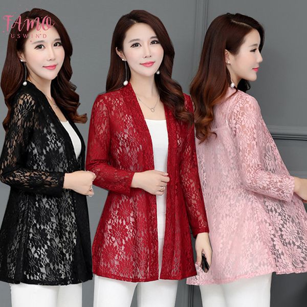 

beach summer 2019 women casual boho kimono cardigan lace chiffon loose floral blouse shirt plus size beachwear, White