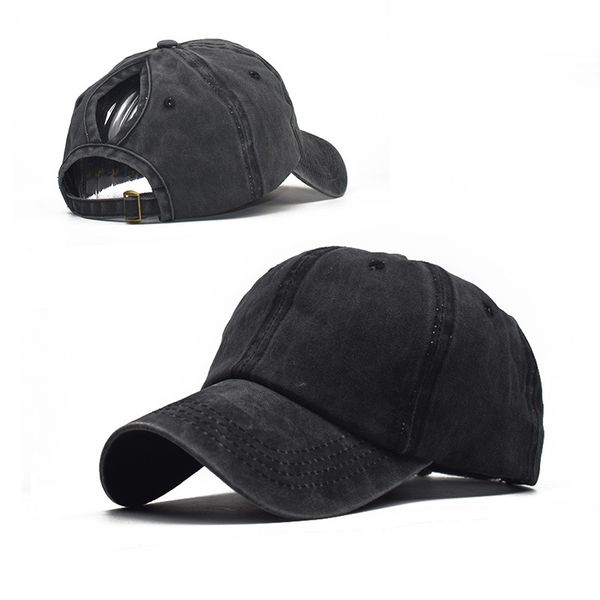 

new washed baseball cap ponytail fashion curved brim cap spring and summer female outdoor sports sun hat, Blue;gray