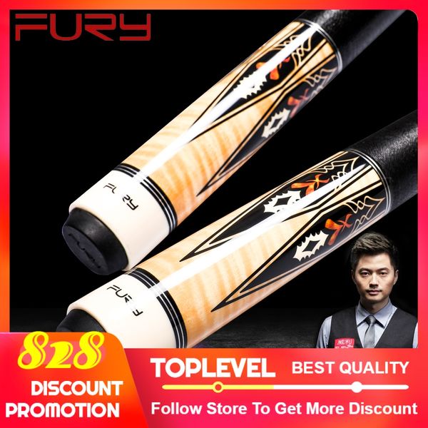 

fury fu billiard pool cue 11.75mm12.75mm tiger tip 147cm length professional maple 10 teeth joint stick billiard kit