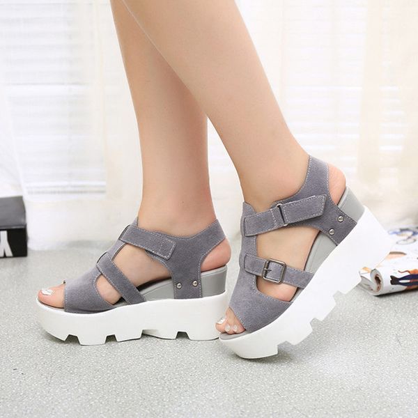 

summer sandals shoes women high heel casual shoes footwear flip flops open toe platform gladiator sandals women shoes, Black