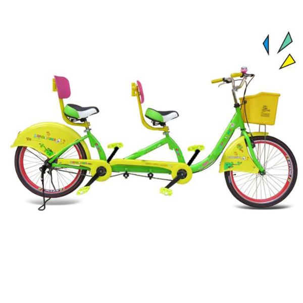 

24-inch two-person bike couple two people can ride a family of three four rental sightseeing, Silver;blue