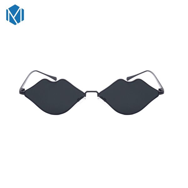 

mism personality red lips small frame metal sunglasses transparent eye lenses uv400 zonnebril dames classic shades for women, White;black
