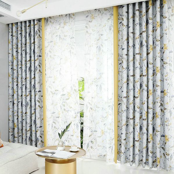 2019 Floral Curtains For Living Room Bedroom Blackout Curtain For