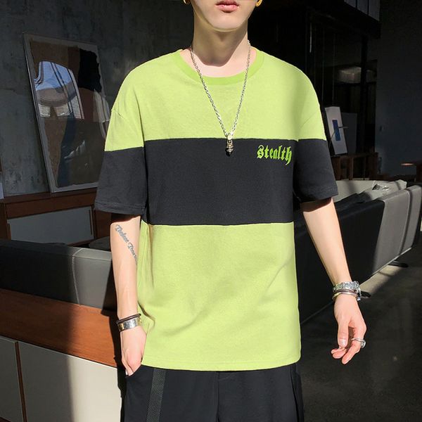 

mens designer short pure cotton casual trend half sleeve loose solid color youth t-shirtv3c9, White;black