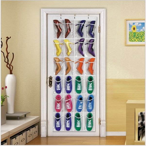 

24 rear door non-woven wall-hanging non-woven shoes transparent travel hanging shoes bag storage storage bag