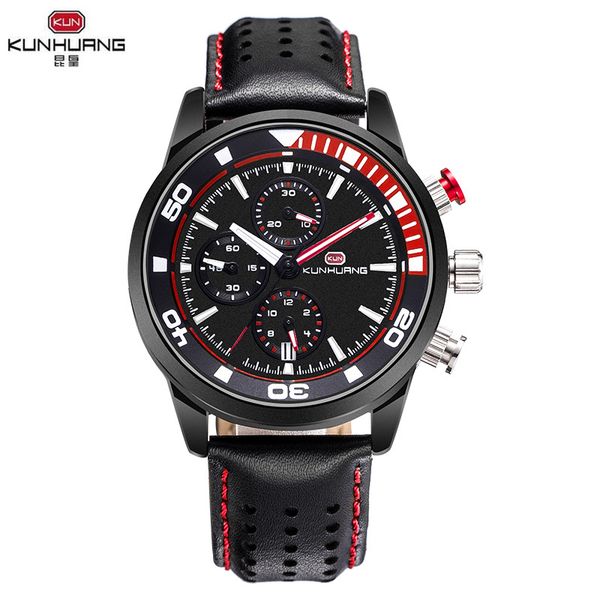 

kunhuang brand men watch fashion sport luxury complete calendar luminous waterproof watch quartz wristwatch clock men erkek saat, Slivery;brown