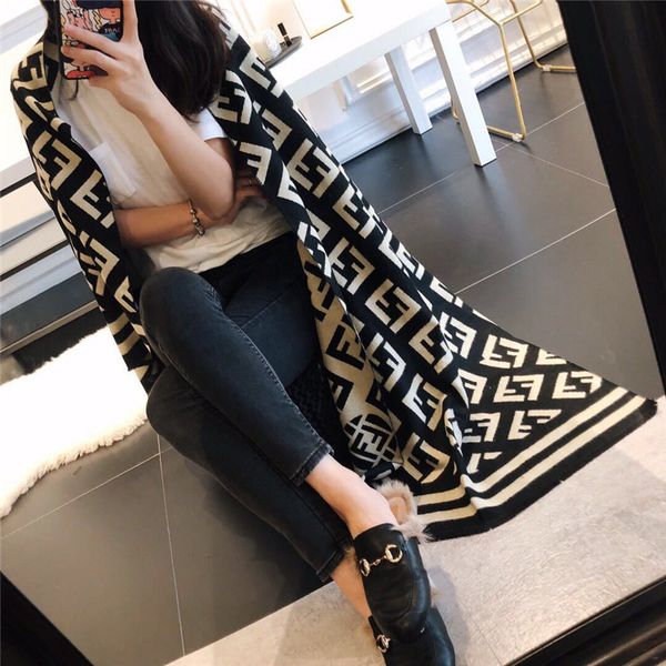 

ff letters scarves wraps women luxury scarf fashion pashmina designer fashion soft imitation cashmere shawl winter warm long cape b73102, Red;brown