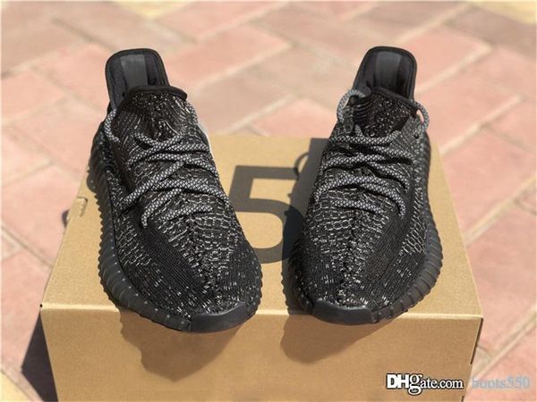 

2019 Best 350s V2 Static Black 3M Светоотражающие подлинные оригиналы Тройной GID Glow In The Dark Kanye West