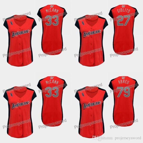 

Womens Chicago 79 Jose Abreu American League White Sox Jersey 33 James McCann 27 Lucas Giolito 100% Stitched Allstar Baseball Jerseys Red