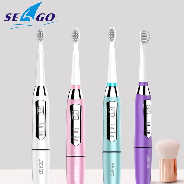 

seago electric toothbrush sonic battery tooth brushes gum health waterproof gift with 3 replacement brush heads sg910