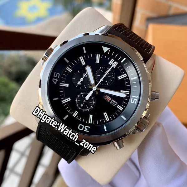 

new steel case aquatimer chrono day date iw376803 black dial quartz chronograph mens watch satch rubber strap sport watches watch_zone, Slivery;brown