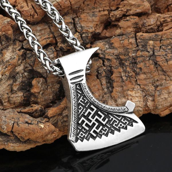 

slavs dukhobor stainless steel amulet odolen trava necklace perun axe pendant necklace, Silver