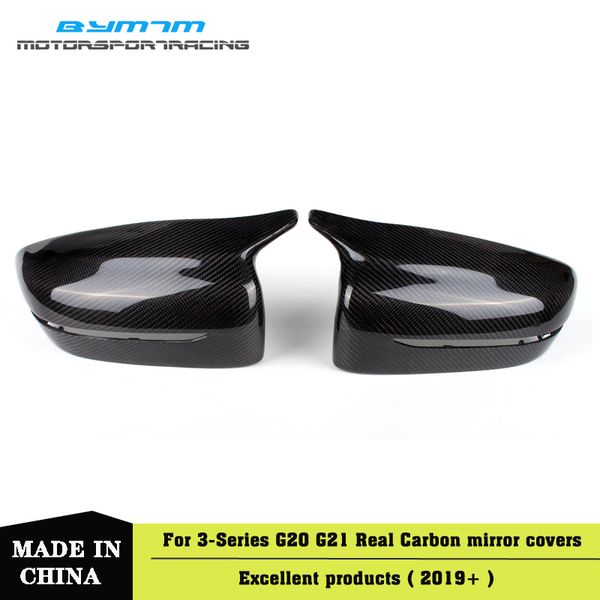 

реальные углеродного волокна стороне двери замена заднего крыла зеркало крышки для 3 серии g20 g21