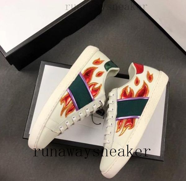 

2021 classic sports shoes men women luxury designer 100% authentic cowhide flat casual shoes little bee embroidered lovers white shoes size, Black