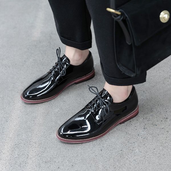 

chaussures femme 2020 new spring oxford shoes women casual shoes genuine leather retro british style loafers female dating, Black