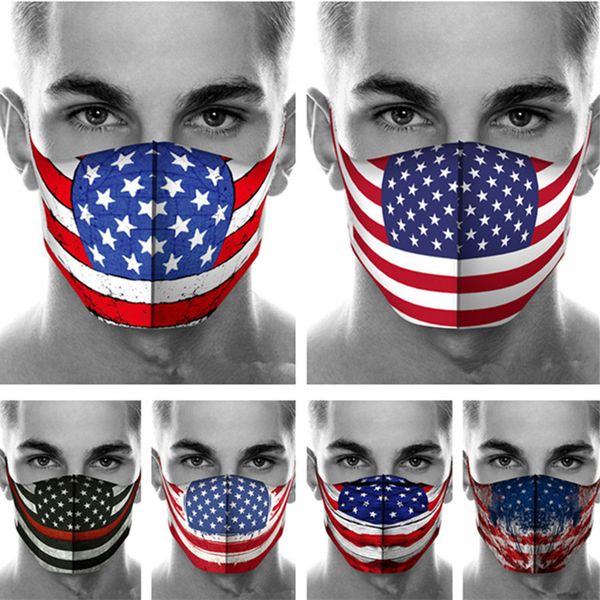 

3d american flag print face mask fashion dustproof masks women men washable cotton designer face mask outfdoor sports protective masks 2020, Blue