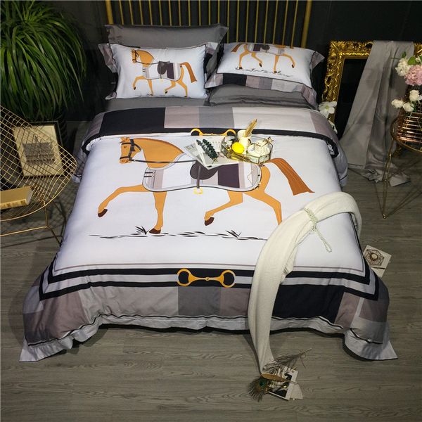 

100s egyptian cotton european horse bohemia digital printing bedding set duvet cover bed sheet/linen pillowcases