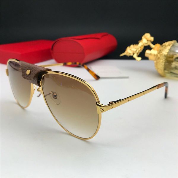

the latest fashion designer sunglasses 0036 pilot with leather button frame outdoor protection color decorative eyewear quality, White;black
