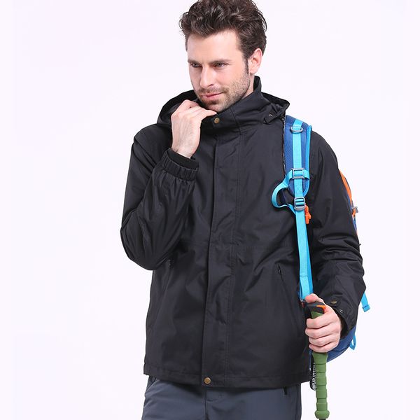 

winter cycling skiing outdoor sports waterproof and windproof anti-static detachable two-piece warm men's jacket, Blue;black