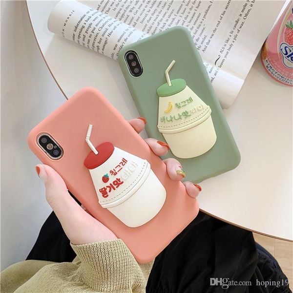 

japan south korea 3d cute sweet banana milk strawberry drink silicone cover case for iphone max xs xr 6 7 8 plus x phone cases