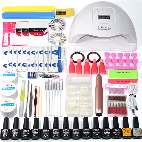 

nail set 36w / 48w / 54w led nail polish uv light choose 12 colors gel polish acrylic set electric drill manicure