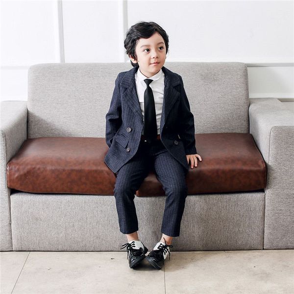 

новый baby boy костюм для свадьбы пианино-подросток хлопок полосатый пиджак + брюки 2 шт. наборы детей мальчики костюмы формальная одежда y1, White