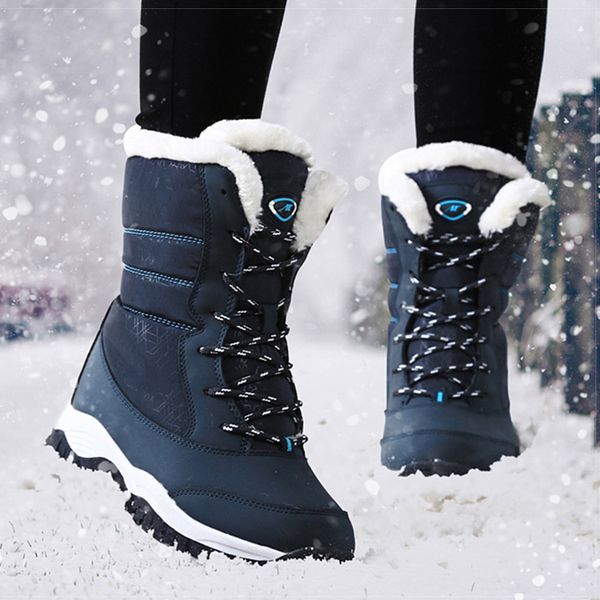 

women boots women snow boots with platform winter shoes woman plush ankle botas mujer thick heels booties winter, Black
