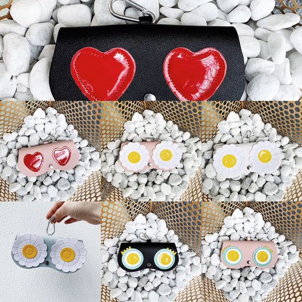 

2020 sun hipster storage love flower case case storage glasses box buckle glasses box, Blue
