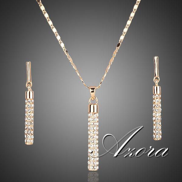 

crystal clear 18k real gold plated austria swa elements drop earrings and pendant necklace sets sell, Black
